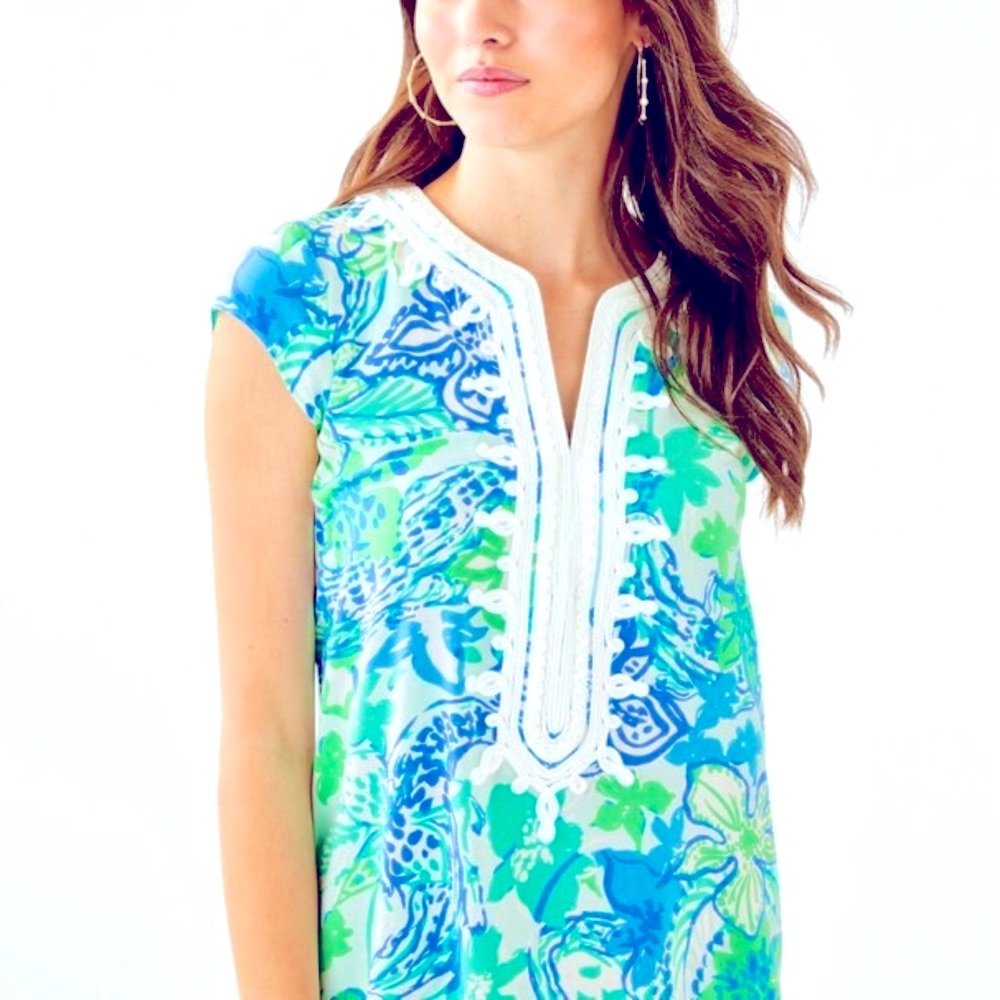 LILLY PULITZER Madia Tunic Dress Whisper Blue Boom Croca Locca Small